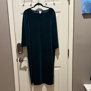 Chico's Dark Green Velvet Long Sleeve Dress